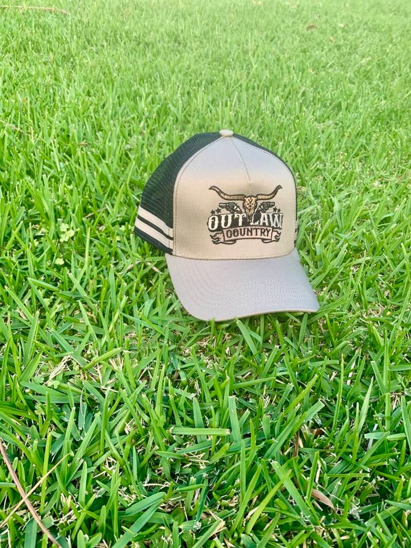 khaki trucker hat
