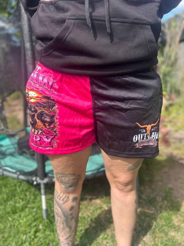 women’s pink footy shorts
