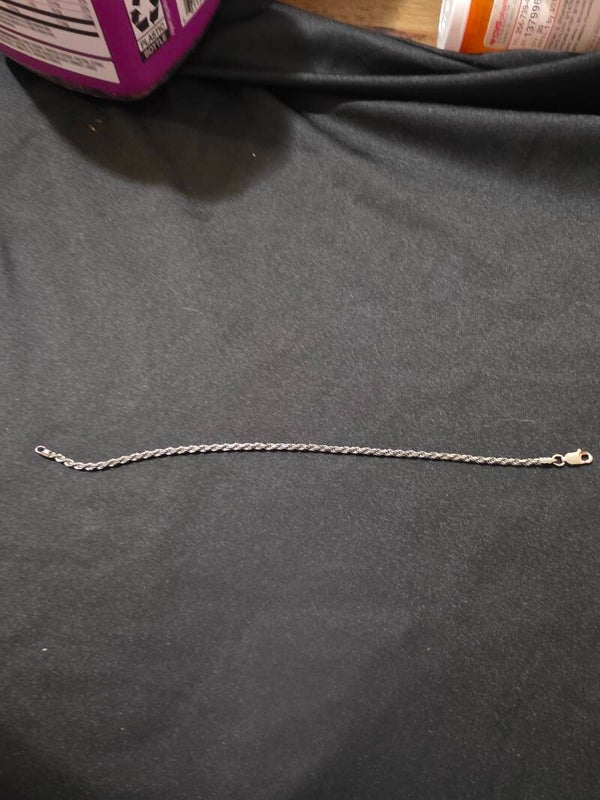 7 1/2" 2mm Black Rodium Rope Bracelet