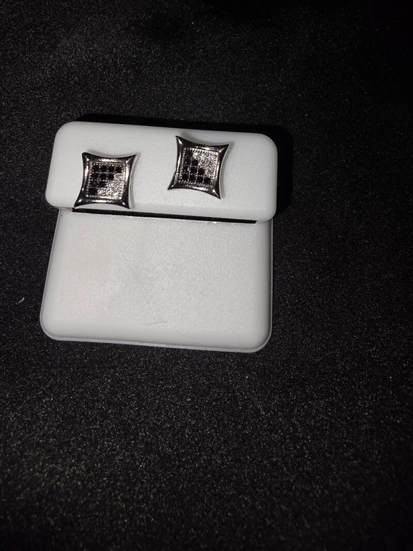 Square Black Onyx and Clear Earrings