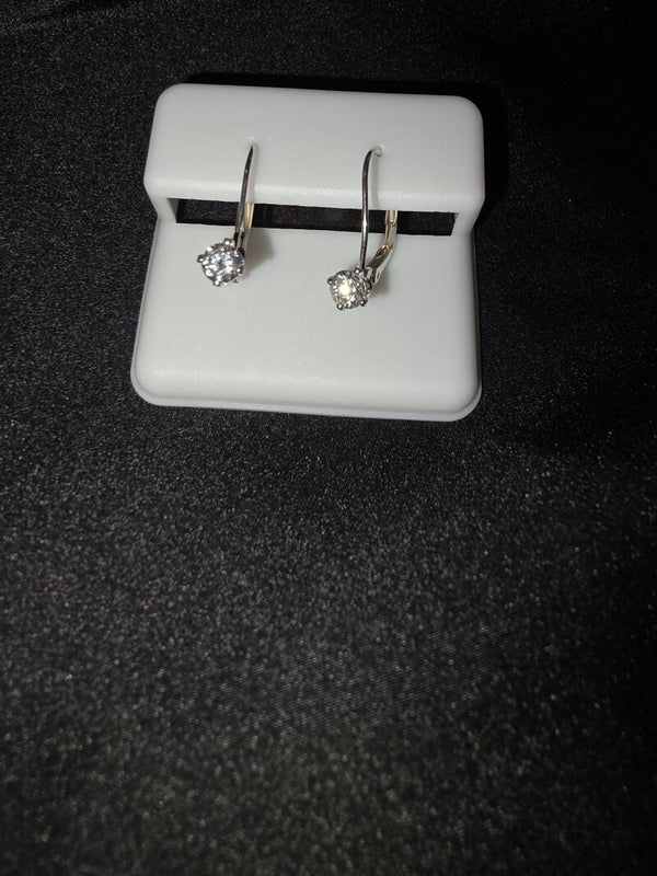 Cubic Zirconia Solitaire Hoop Earrings