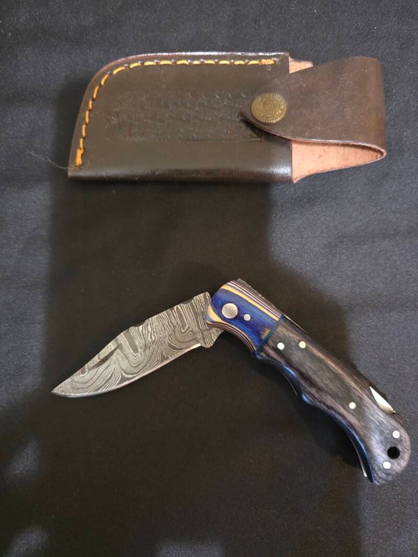 7" Damaskas Wooden Handled Folding Knife