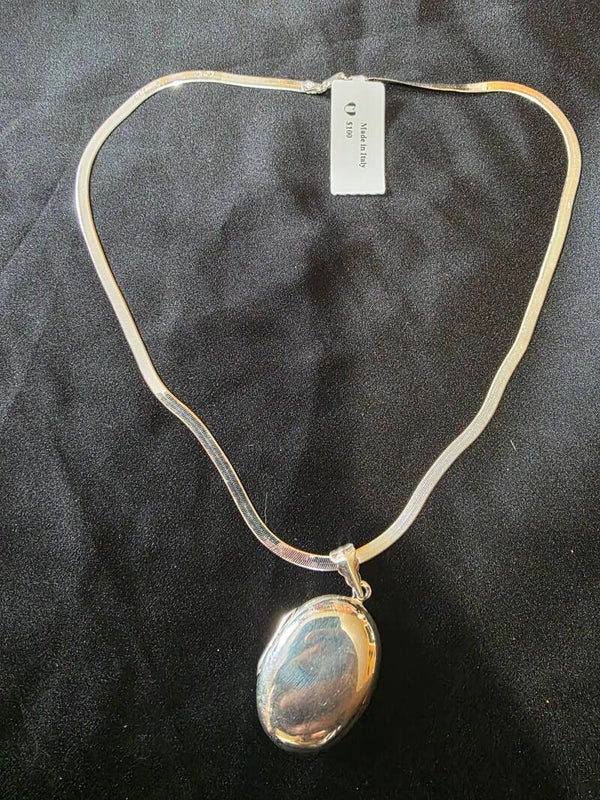 16" Sterling Silver Herringbone w/ Locket Necklace