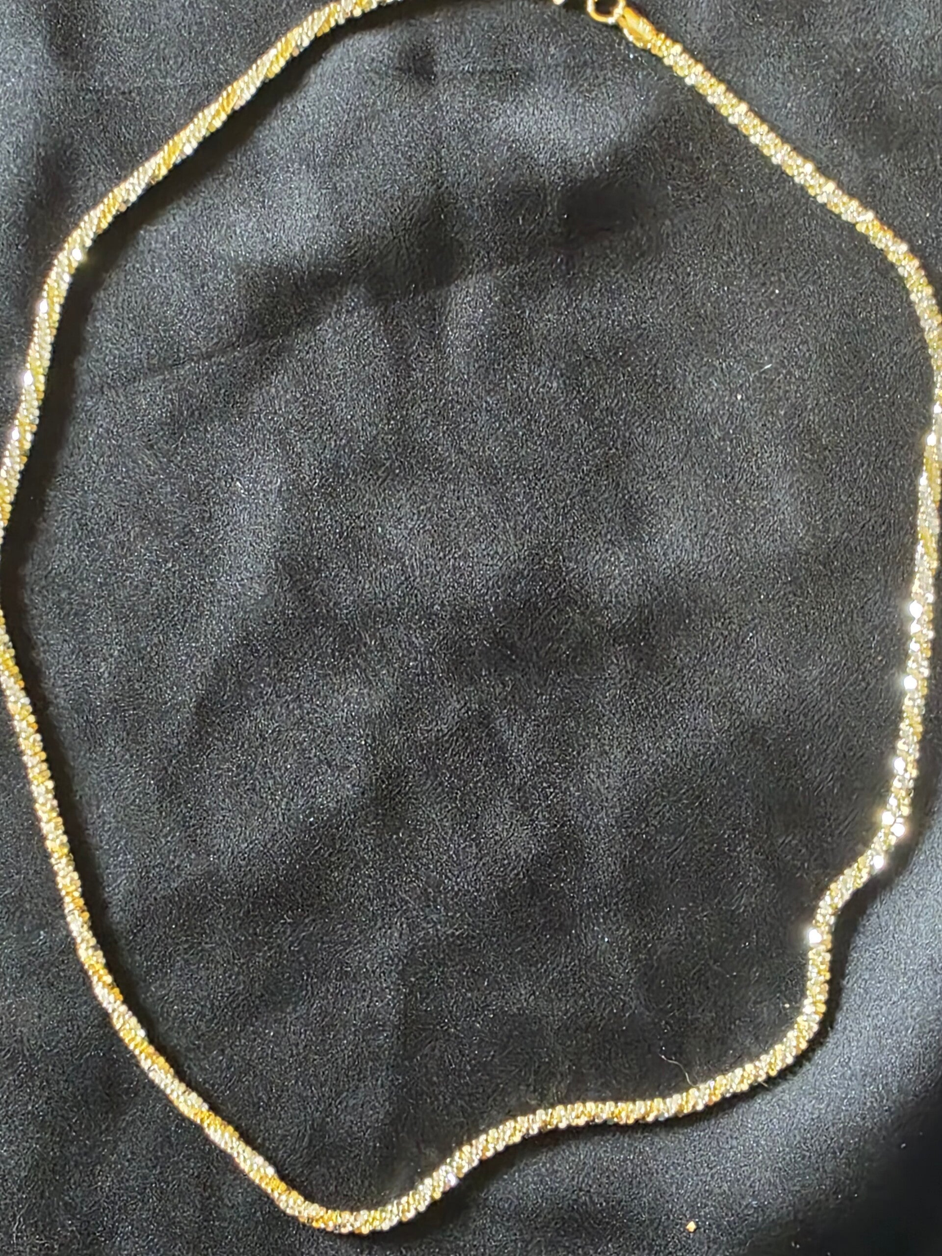 18" Two-tone Gold over Sterling Silver  Diamond cut Twisted Necklace