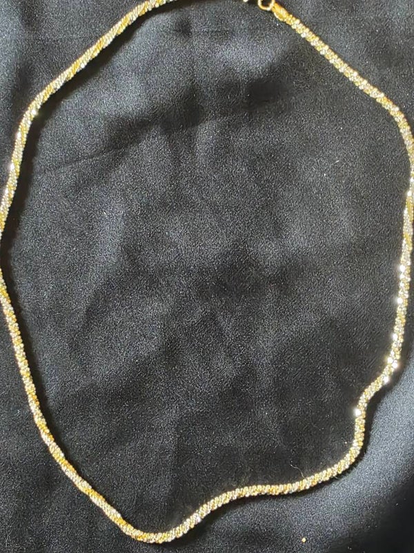 18" Two-tone Gold over Sterling Silver  Diamond cut Twisted Necklace
