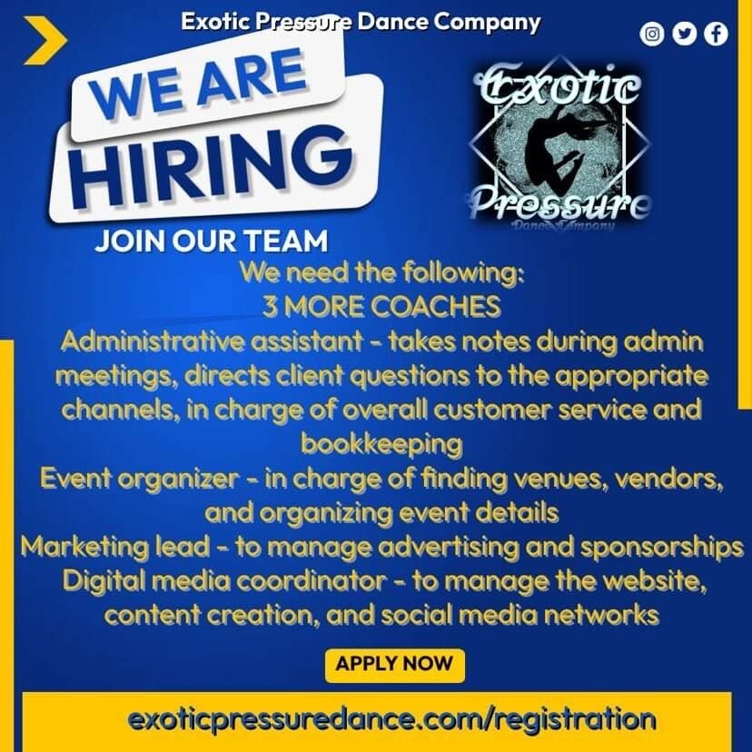 Registration Exotic Pressure Dance Company Registration Exotic Pressure Dance Company