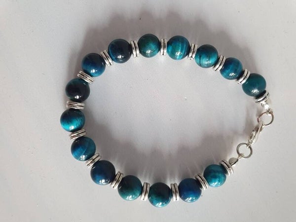 Blauwe tijgeroog armband