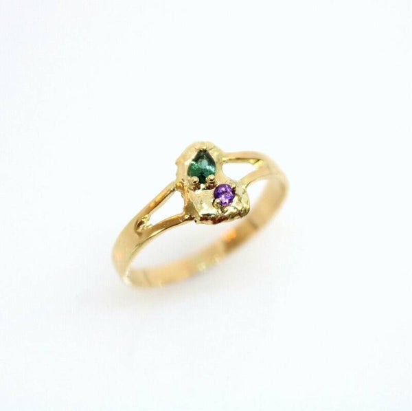 Geelgouden Ring met Toermalijn en Amethist