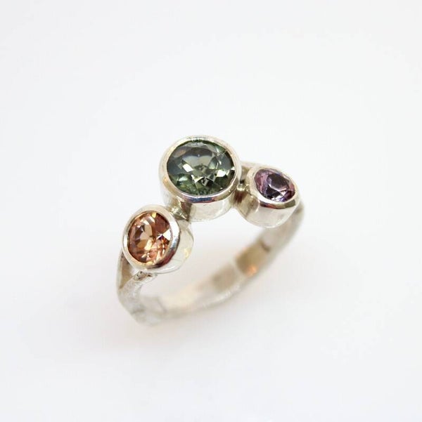 Zilveren Ring met Citrien en Toermalijnen