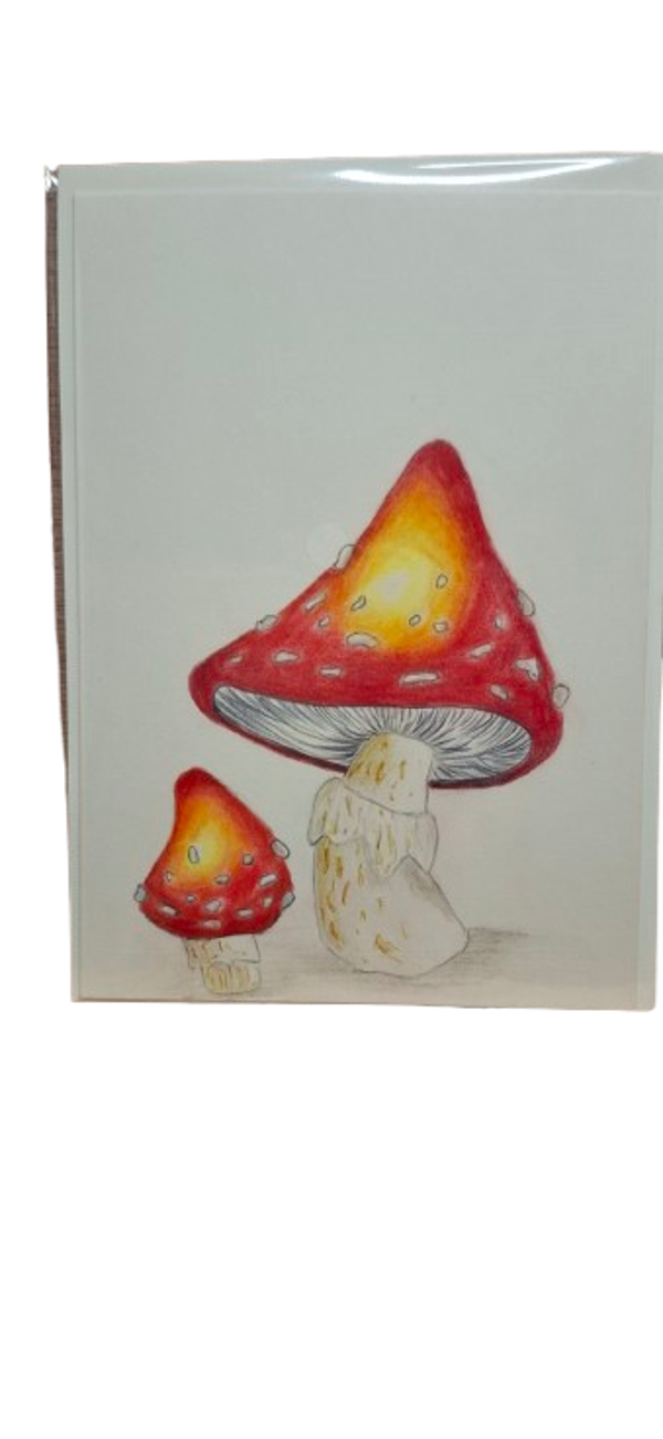 Rood met witte stippen.