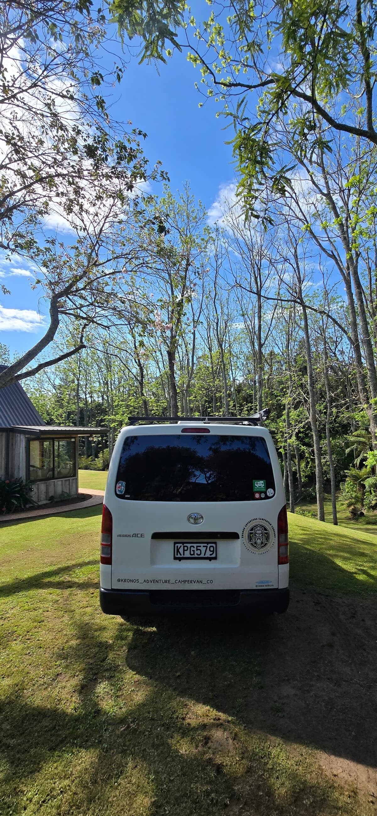 Demeter Campervan · Rear View with Back Door Closed · New Zealand campervan rental