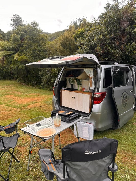 Campervan outdoor kitchen setup