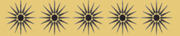 5 star review. using the greek vergina star repeated 5 times in a yellowy gold colour