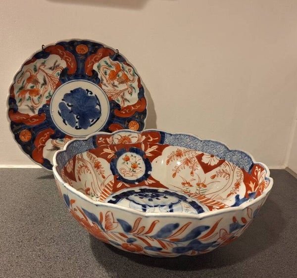 Schaal en wand bord Imari Japan porselein.   nr.AJ6