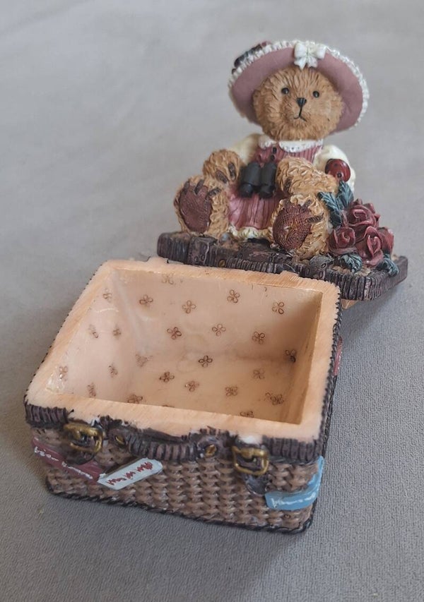 Beer met roos sieradendoosje. Trinket Box. nr.AM11