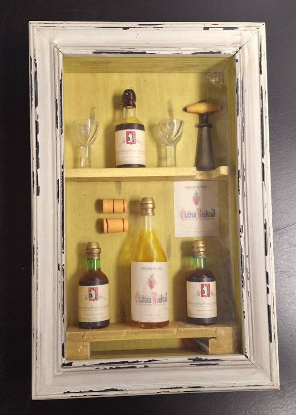 Decoratieve brocante 3d vitrine drank lijst tafereel nr.AM15