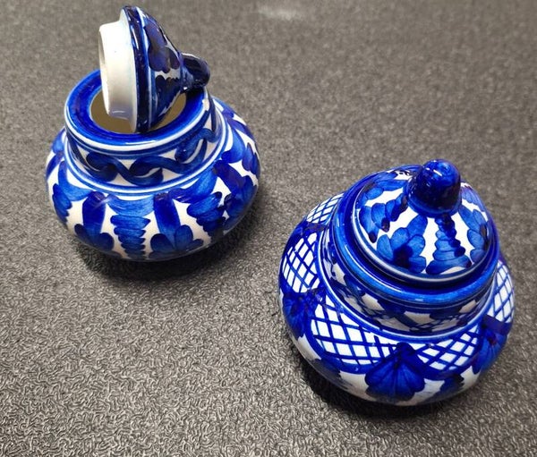 Potjes blauw wit Talavera, mexico. nr.AL8