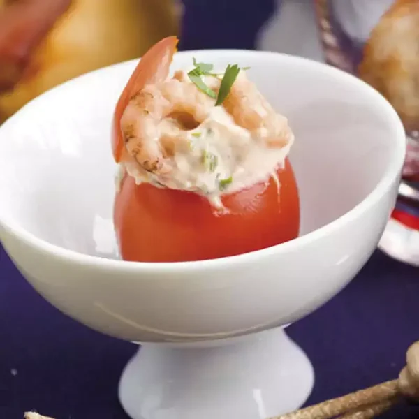 cocktail tomaatje met grijze garnalen