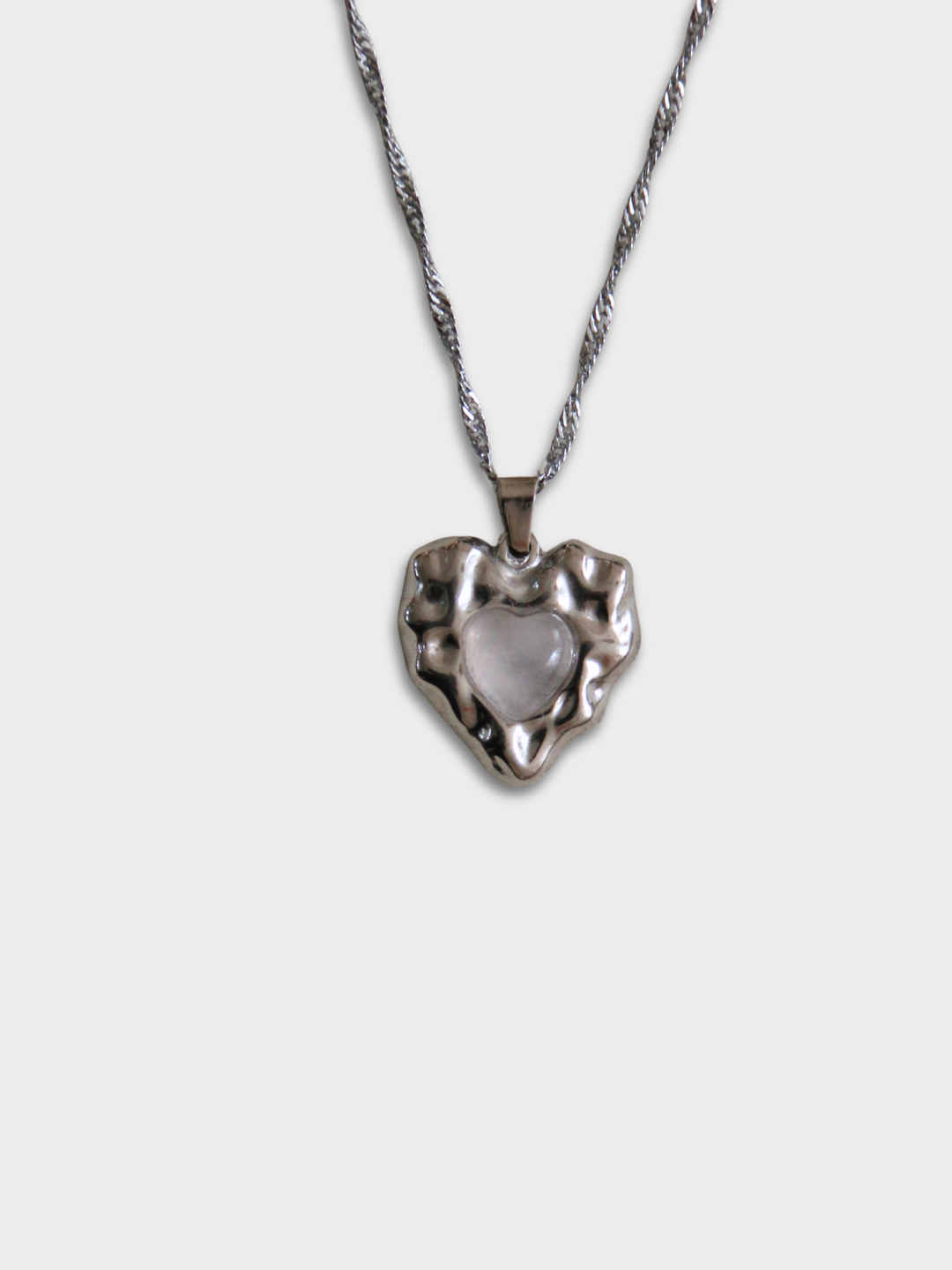 Heart Mirror Necklace Silver