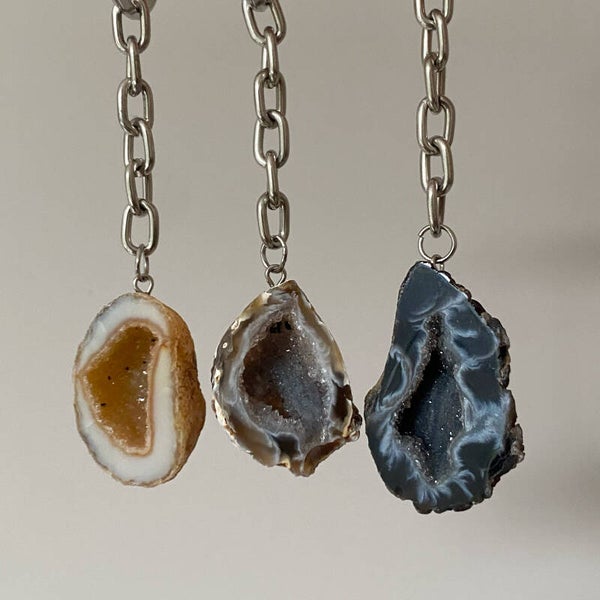 Agaat geode sleutelhanger