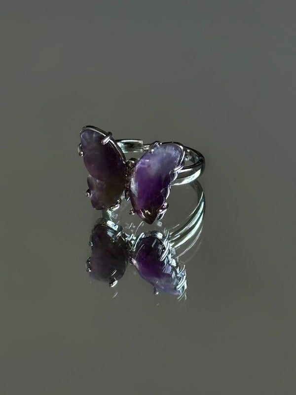Amethist butterfly ring zilver | protection