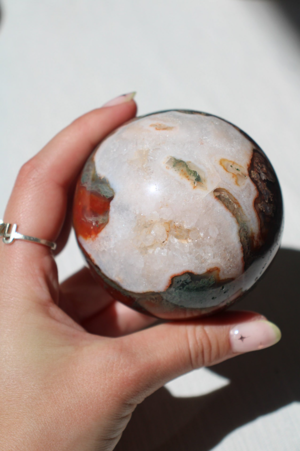 Mosagate with Carnelian sphere 2