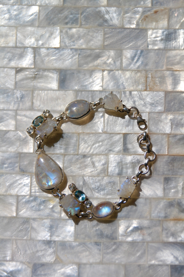 Moonstone, Blue Topaz Bracelet