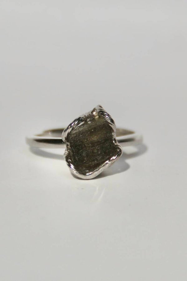 Moldavite Ring Silver
