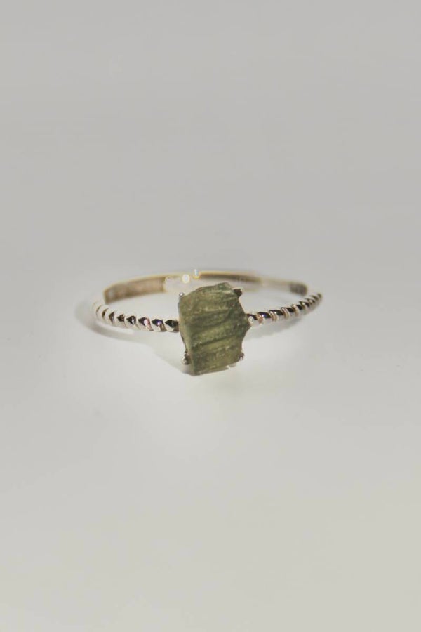 Moldavite Ring Silver
