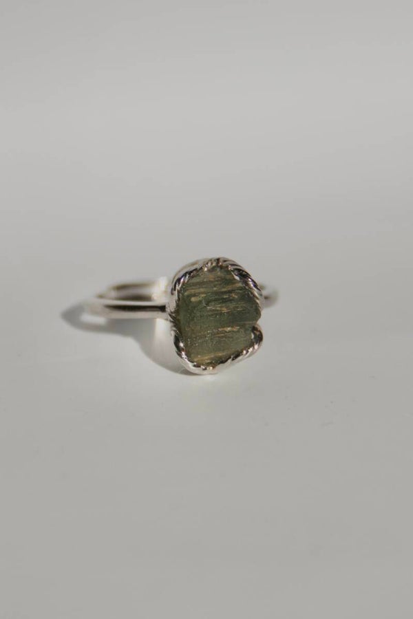 Moldavite Ring Silver