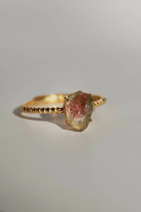 Watermelon Tourmaline Ring Gold