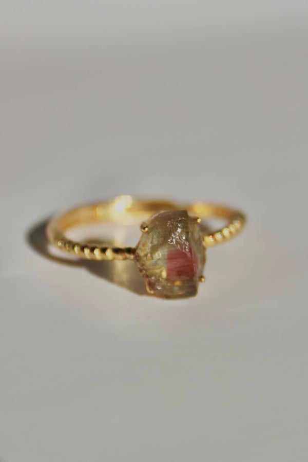 Watermelon Tourmaline Ring Gold