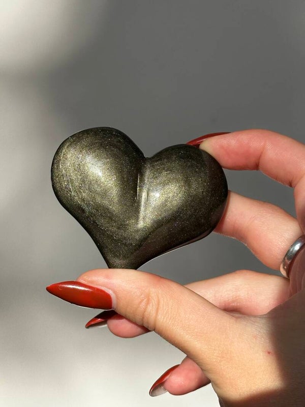 Gold Obsidian puffy heart 7