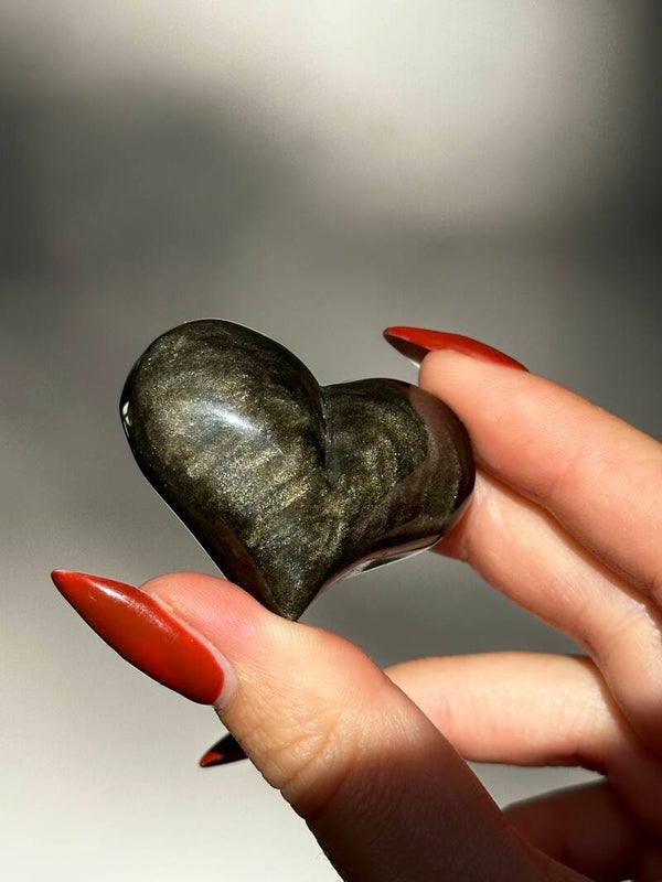 Gold Obsidian puffy heart 15