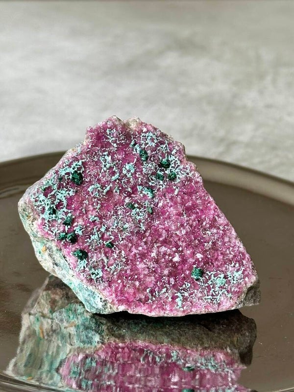 Cobalt calcite (with malachite)