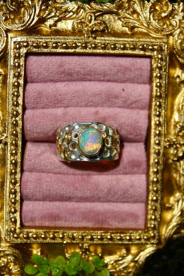 Starbloom - Ethiopian Opal | Pink Tourmaline Ring