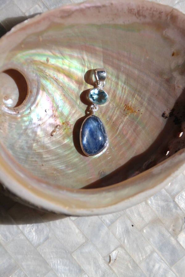 Blue Kyanite, Blue Topaz Pendant