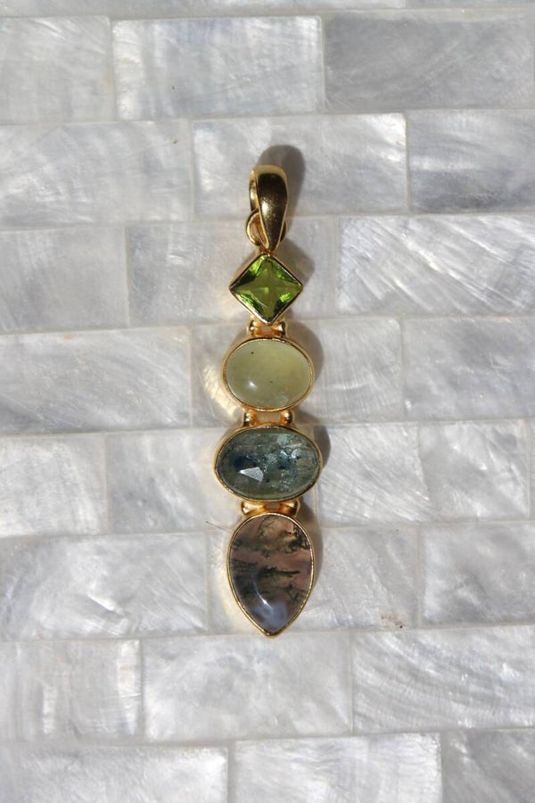 Peridot, Prehnite, Apatite, Moss Agate Multi Pendant