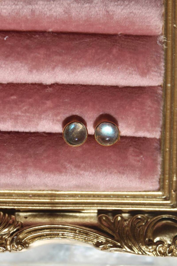 Labradorite Stud Earrings | Gold