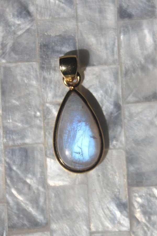 Goddess Moon - Moonstone Pendant | Gold