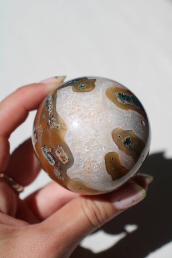 Mosagate with Carnelian sphere 6