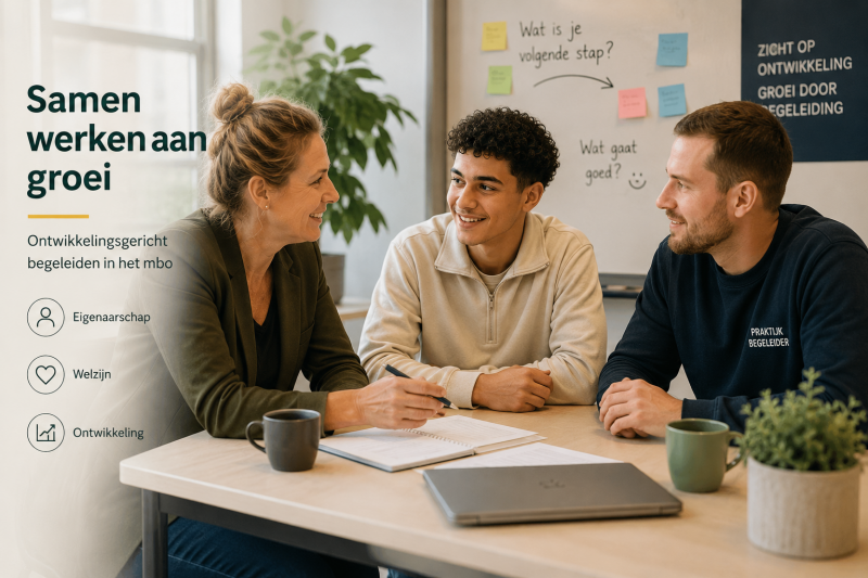 Ontwikkelingsgericht begeleiden in het mbo: docent, student en praktijkopleider in gesprek over eigenaarschap, welzijn en ontwikkeling.
