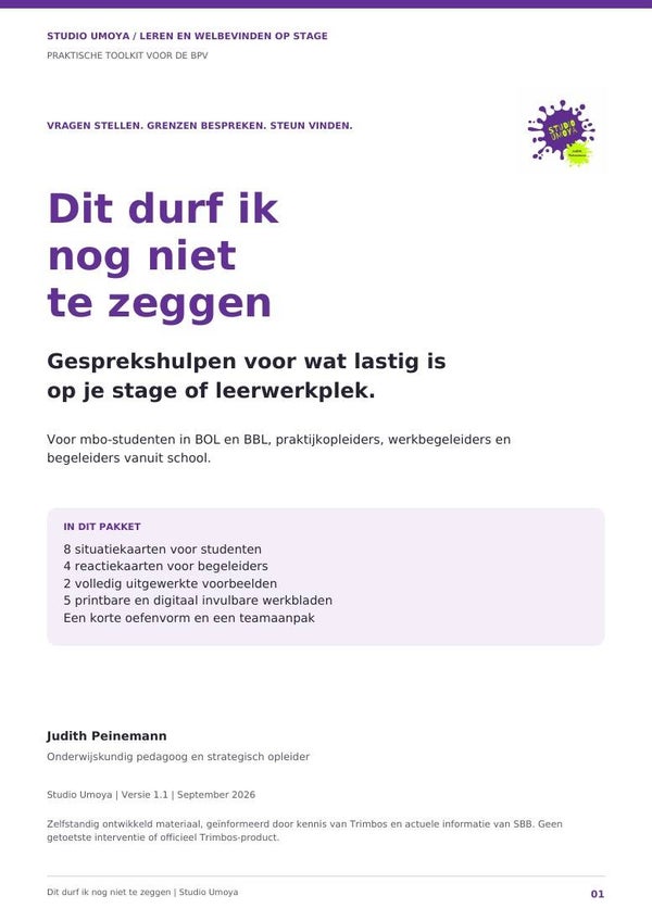 Dit durf ik nog niet te zeggen – BPV-toolkit