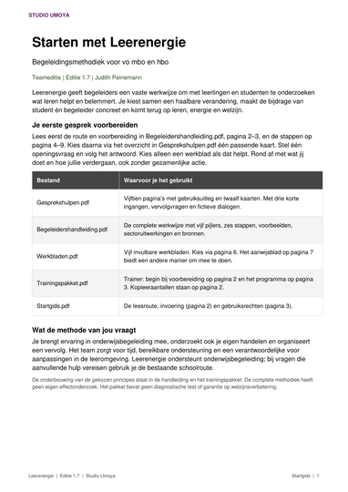 Overzicht van Leerenergie en welzijn