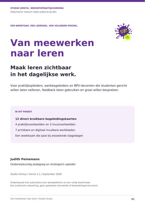 Van meewerken naar leren – BPV-toolkit