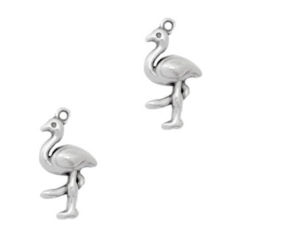 Metaal bedels DQ flamingo Antiek zilver (nikkelvrij)