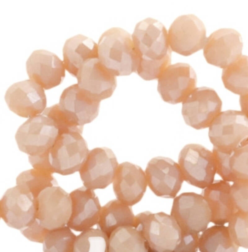 Facet kralen 8x6mm Nude orange top shine coating