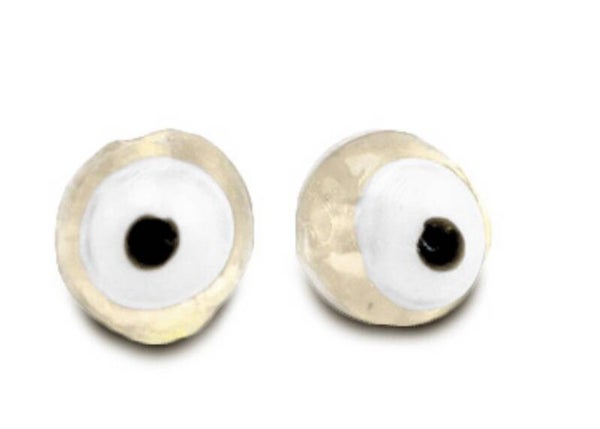 Evil eye glaskralen 6mm Off white 