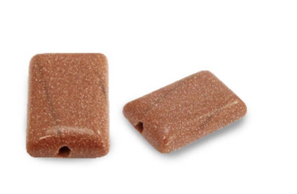 Edelsteen kralen rechthoekig gold stone brown