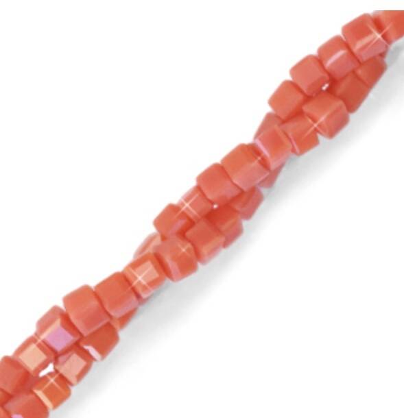 Facet kralen top quality cube 2x2mm Pastel red-pearl